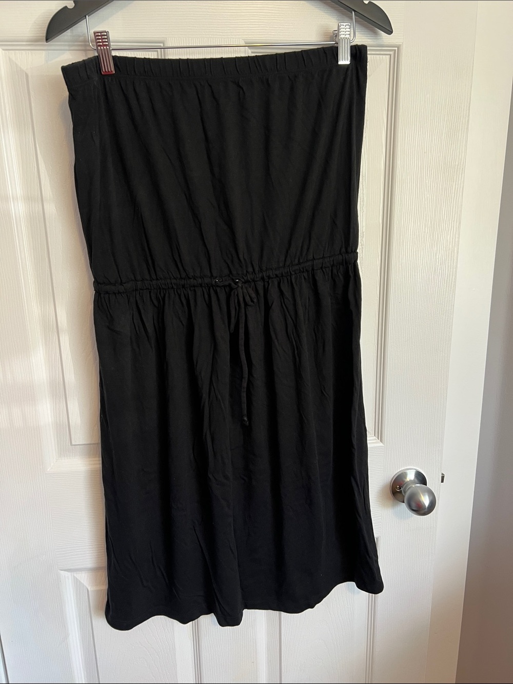 Joe Fresh Black Strapless Drawstring Midi Dress